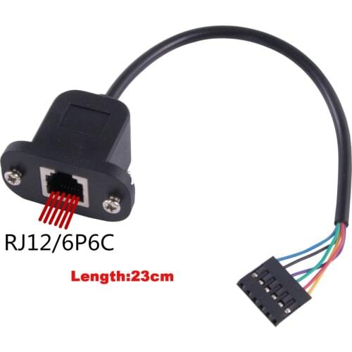RJ12 6P6C Cable to 6 Pin 0.1" Pitch Debug Terminal Block Adapter 6 Ways Telephony Female Connector Socket Panel Mount Cable
