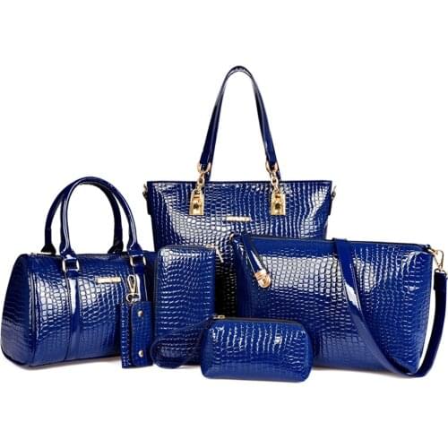 6pcs Bags Set For Women Handbag Crocodile Leather Shoulder Crossbody Bag Female Designer Ladies Totes Clutch Purse Composite Bag