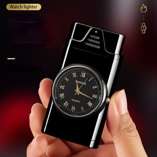 Direct Pressure Creative Watch Lighter Creative Metal Straight Into Windproof Lighter Watch Cigarette Lighter Gadgets for Men