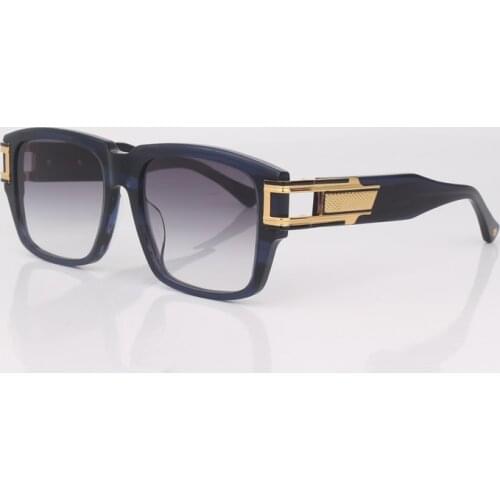 Square acetate frame sunglasses for men classic style grey lens