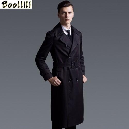 Boollili Long Coat Men Windbreaker Plus Size S-6XL Male Khaki Trench Coat Man Double Breasted Overcoat Sobretudo Masculino