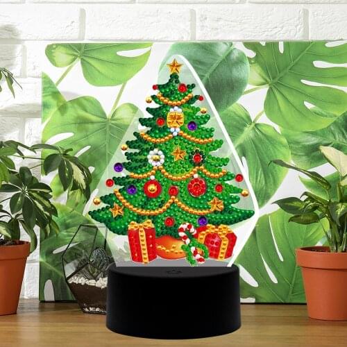 New Arrival Christmas Tree 5D Diamond Painting Lamp DIY Light 7 Colors Available Diamond Mosaic Crafts Home Decoration