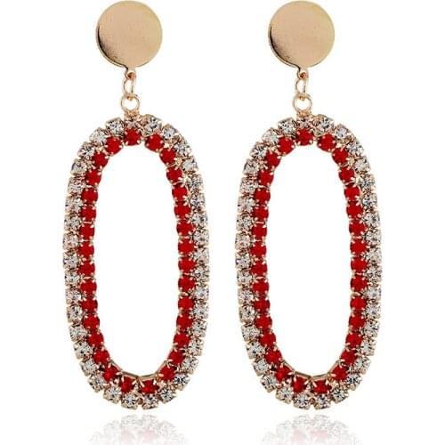 New Temperament Luxury Rhinestone Oval Earrings Europe and the United States fashion Women Banquet Accessories ear jewelry