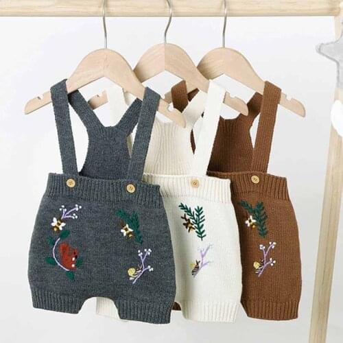 Autumn Baby Bodysuits Newborn Infant Kids Girl Body Suits Clothes Sweater Handmade Embroidery Knit Toddler Jumpsuits Overalls