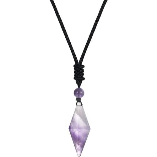 Crystal Tears 12 Facted Natural Reiki Healing Crystal Point Stone Pendant Necklace Adjustable for Women Men Fashion Jewelry
