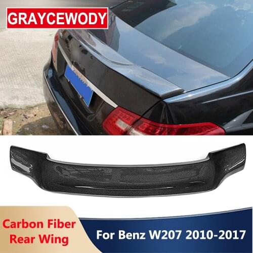 R Style W207 Real Carbon Fiber Rear Trunk Wing Spoiler For Benz E200 E260 E300 E350 Coupe 2010-2017 Car Modification Parts