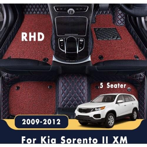 RHD For Kia Sorento II XM 5 Seater 2012 2011 2010 2009 Luxury Double Layer Wire Loop Car Floor Mats Carpets Accessories Leather