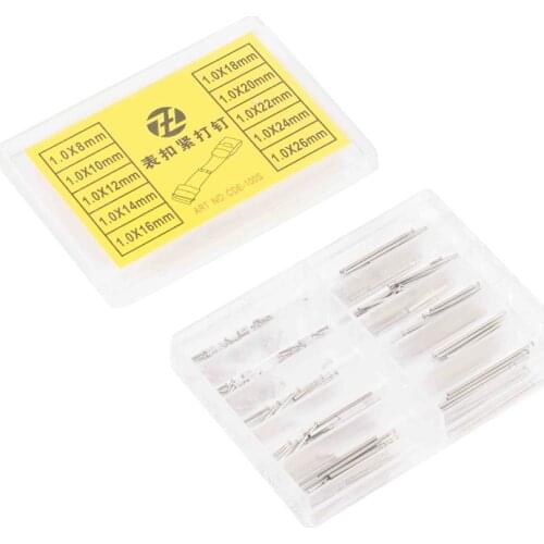 Tube Friction Pin Pressure Bars Pins & Rivet Ends for Watch Band Clasp Straps Buckles Bracelets Thickness 1.0mm 100 Pcs