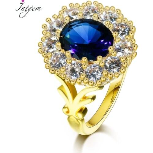 New Luxury Aquamarine Gemstone Gold Color Rings For Women 925 Silver Jewelry Vintage Exquisite Ring Anniversary Engagement Gifts