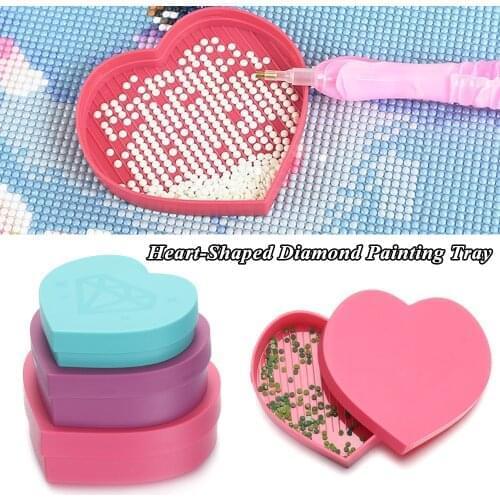 1PC Heart Shape Plastic Diamond Painting Tray Diamond Painting Drill Plate Storage Box Beading Plates Diamond Storage Tray Tools