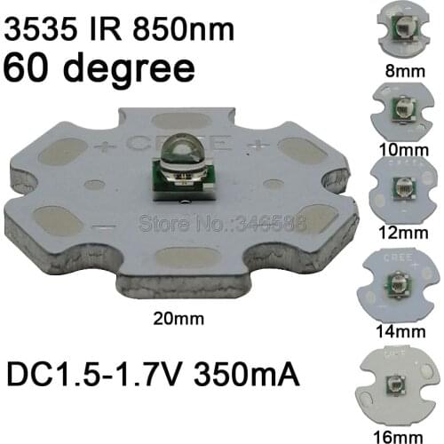 10pcs 1W 3535 Infrared IR 850nm 60 Degree High Powe LED Light Emitter Diode on 8mm / 10mm / 12mm /14mm / 16mm / 20mm Star PCB