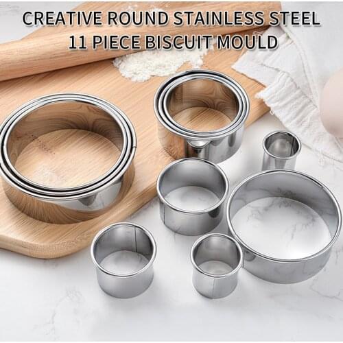 11/14pcs/Set Stainless Steel Round Cake Mold Baking Mousse Ring Kitchen Tools Pizza Cooking Cookie Cutter DIY Cake Ring Tools