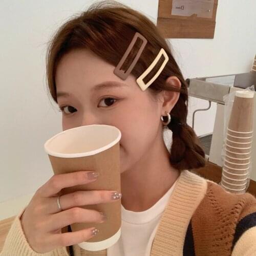 2PCS/Set New Fashion Simple Geometric Waterdrop Rectangle Milk White Coffee Color Hair Clip for Women Girls Hair Accessories