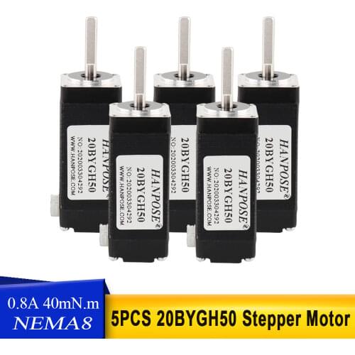 20MM Nema 8 mini Stepper motor 20BYGH50 0.8A 1.8 degrees 50mm 20 Series Motor for mini 3D printer 5Ppcs/lot Free Shipping
