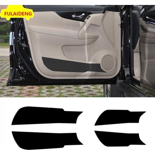 4pcs For Nissan Rogue X-Trail 2014-2019 Carbon fiber PU Door Anti Kick Pad Protective Cover Car Styling Accessories