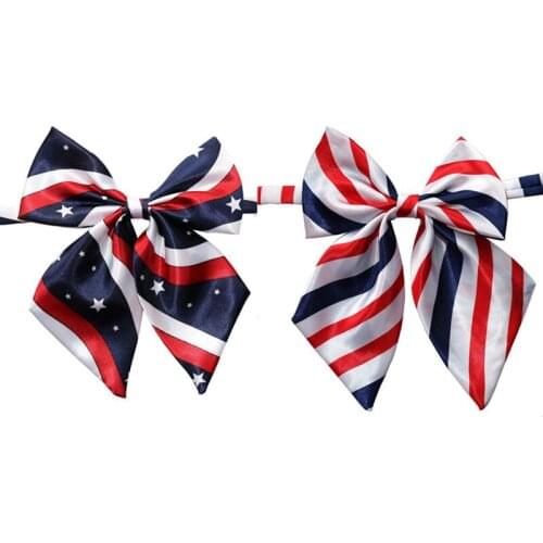 50PC/Lot Pet Dog Bow Ties Red/White/Blue Stripes Dog Bowties for 4th July Dog Neckties Dog Accessories