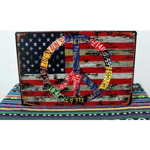 50pcs/lot Metal Sign shabby chic Vintage USA flag Tin Retro Metal Tin Signs Poster Wall Decor Bar E-14