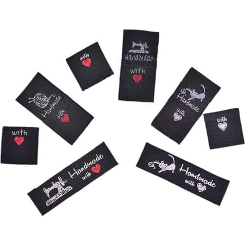 50Pcs/lot Hand made woven Labels Clothing Shoes Bags Woven Labels Washable Cotton Garment Tags DIY tags