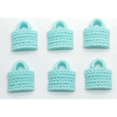 50Pcs Resin Blue Bags Decoration Crafts Flatback Cabochon Scrapbooking Fit Hair Clips Embellishments Beads Diy