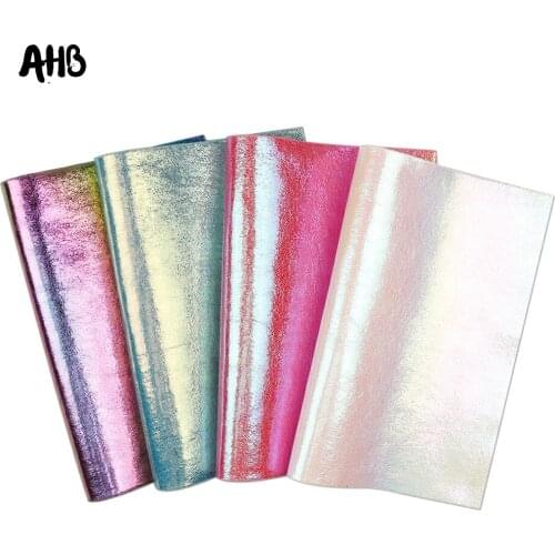 AHB 22*30CM Synthetic Leather Rainbow Burst Crack Metal Faux Leather Fabric DIY Hair Accessories Garment Decorative Materials