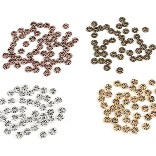 6mm 50pcs/lots Zinc Alloy Daisy Flower Spacers Beads Metal Spacer Beads For DIY Bracelet Necklace Jewelry Making