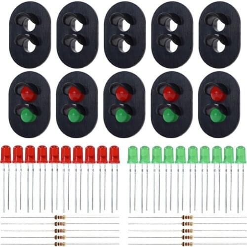 JTD23 10 sets Target Faces With LEDs for Railway Signals O Scale 2-light Miniatures Traffic Light Red/Green