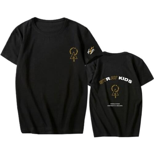 Kpop Stray Kids T Shirt Cotton T-shirts Straykids Concert District 9 Unlock Short Sleeve for Men/women 2020 Print Casual O-neck