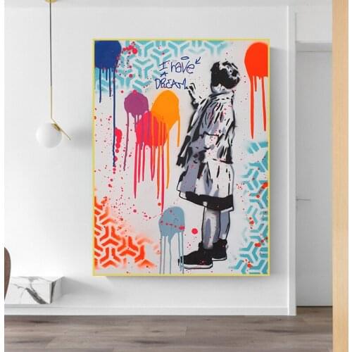 Kids Street Graffiti Art Canvas Painting Colorful Poster and Print I Have A Dream Wall Art Picture for Living Room Home Decor