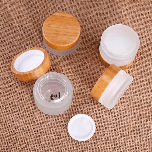5g Cream Cosmetics glass jar wooden lid cosmetic glass jar 5ml with bamboo cap