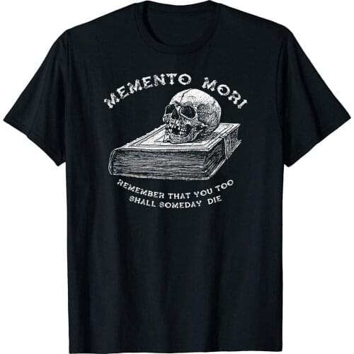 Memento Mori - Skull on Book T-Shirt Funny Black Vintage Gift For Men Women