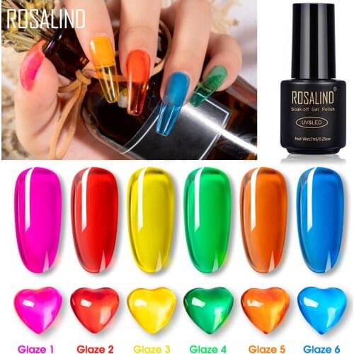 Rosalind Hybrid Varnishe Glaze Glass Jelly Gel Nail Polish Art Decoration Semi Permanent Soak Off Nail Gel For Base Top Coat 7ML