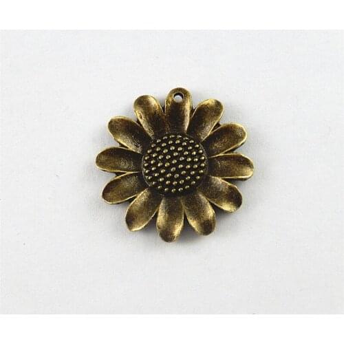 GraceAngie 10pcs Imitation Single Face Sunflower Shape Pendant Charms Jewelry Findings Necklace Key Chain Accessory 25*25*3mm