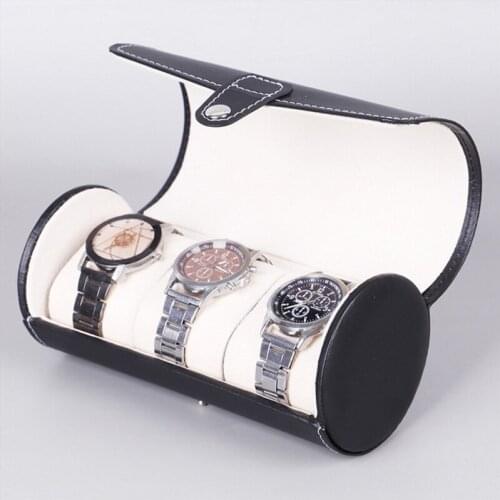 HUNYOO High-end Three-Position Watch Box PU Material 3 Color Snap Button Bracelet Box Free Shipping