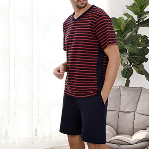 2021 Summer Men Outfit Striped O-Neck T-Shirt Drawstring SHort Pants Mens Sets Plus Size Casual Sport Suits Daily Sports Wear