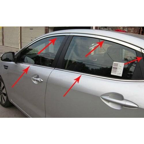 For Kia Rio/K2 2011-2012 4dr High quality stainless steel Car window trim strip(Up+down+posterior triangle,a Set of 10pcs)