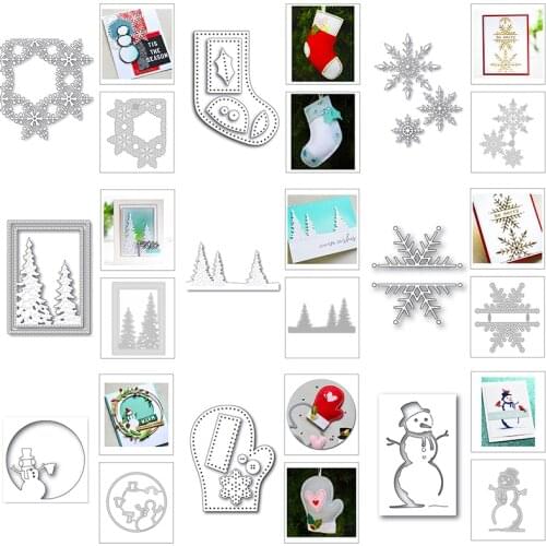2020 New Christmas Metal Cutting Dies For Cut Paper Making Snowflake Elk Sock Snowman Background Card Scrapbooking no Stamps Set
