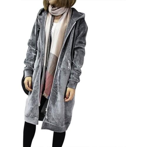 New 2020 Autumn Thick Warm Hooded Basic Coats Women Sweatshirts Casual Loose Lady Winter Long Black Winter Fleece Hoodies Femme