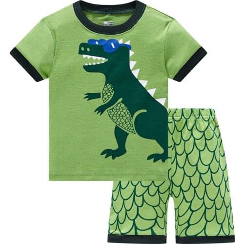 New Arrival Dinosaur Boys Summer Pajamas Suits Green T-Shirts Pants Children Pyjama Nightdress Boy