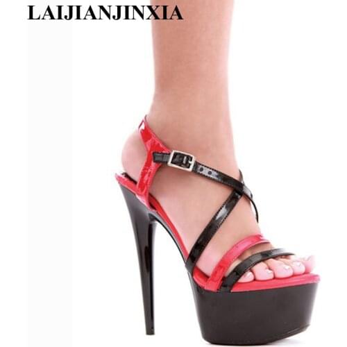 New Sexy Open Toe Platforms Women 15cm High Heel Shoes, High Heel Sandals, Wedding Dance Shoes