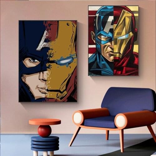 Marvel Avengers Canvas Painting Iron Man Captain America Posters and Prints Wall Art Pictures for Living Room Home Decoration