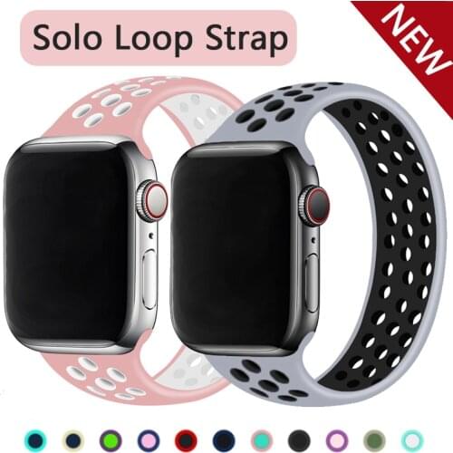 Band For Solo Loop strap 44mm 40mm 38mm 42mm For Apple Watch Breathable silicone Elastic Belt bracelet iWatch Series 3 4 5 SE