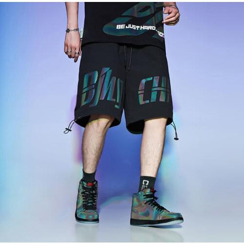 Printed Shorts Reflective Color Fashionable Trousers for Male 4 Colors Casual Pants Gym Daily Versatile Simplicity Work Clothing