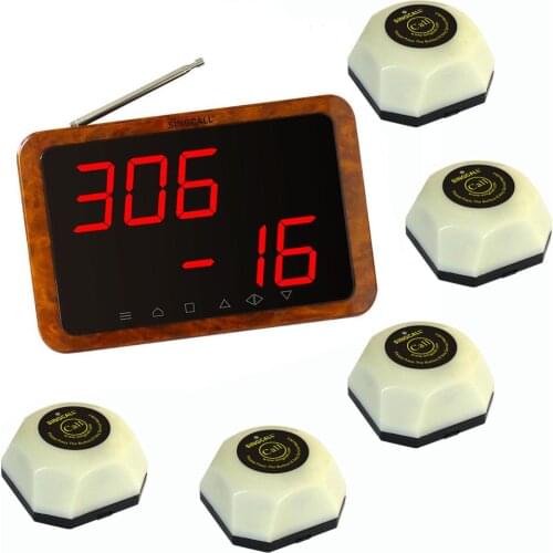 SINGCALL Hospital and Nursing Homes Call System, 5pcs White Table Bells APE560 and 1pc Reciever APE1900