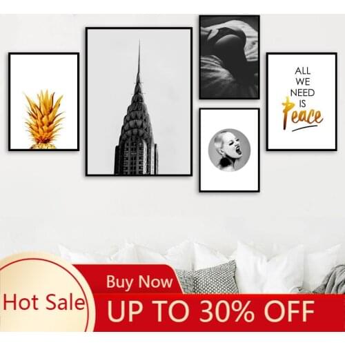 Anime Modern Pictures Wall Art Canvas Painting Pineapple Tower Woman Home Decor Modular Nordic Style Poster For Home Decor