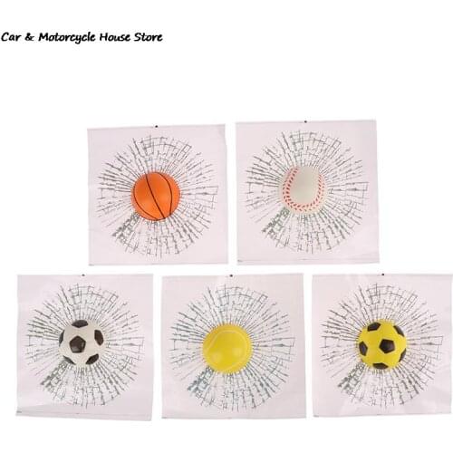 Car Styling Baseball Football Tennis Stereo Broken Glass 3D Sticker Car Window Ball Hits Self Adhesive Decal Car Stickers