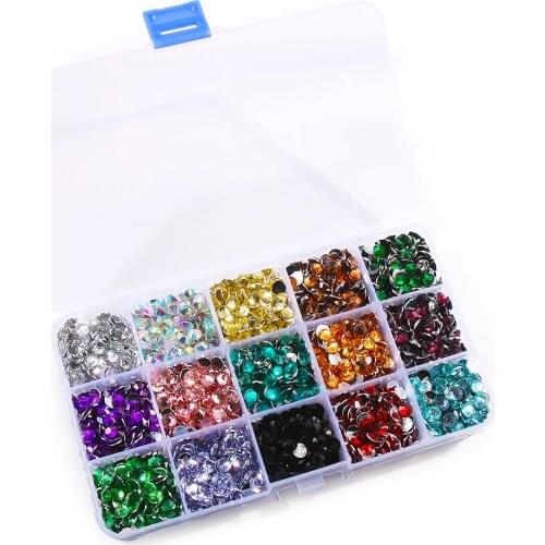 1 Set 2/3/4/5/6mm Resin Rhinestones Mixed Colors Flat-back Crystal Strass 3D Charm Gems DIY Manicure Nail Art Decorations