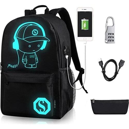 Luminous School Backpack For Teenage Boys School Bags USB Charging Anti-theft Children Backpack Girls Kids Bag Oxford Schoolbag