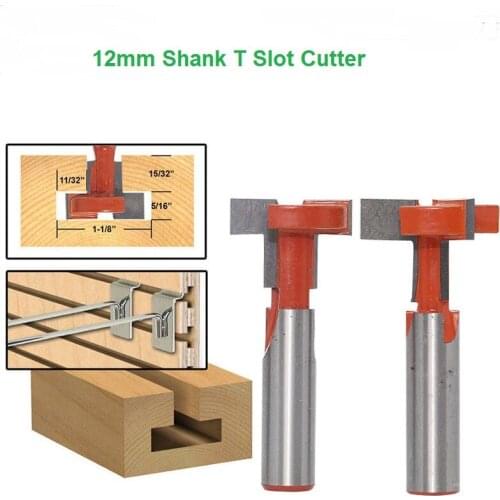 12mm Shank T-Slot Milling Straight Edge Slotting Knife Cutter Router Bits Milling Cutting Handle for Wood working