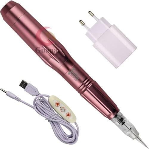 Eyebrow Permanent Makeup Tattoo Machine Pen Professional Makeup Rotary Tattoo Gun with 20pcs Cartridge Needles