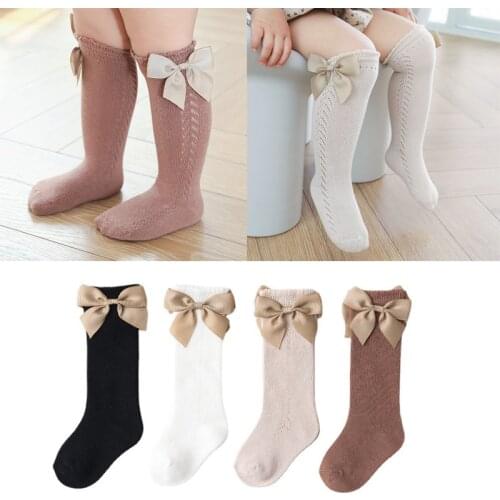 Spring and Summer Thin Baby Girls Socks For 0-6years Baby Hollow Knitted Pure Cotton Soft With Bow Sock Spanish Style Breathable
